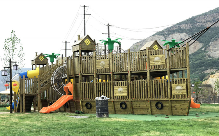 漯河木质组合滑梯-木质组合滑梯生产厂家-郑州PA捕鱼游乐设备